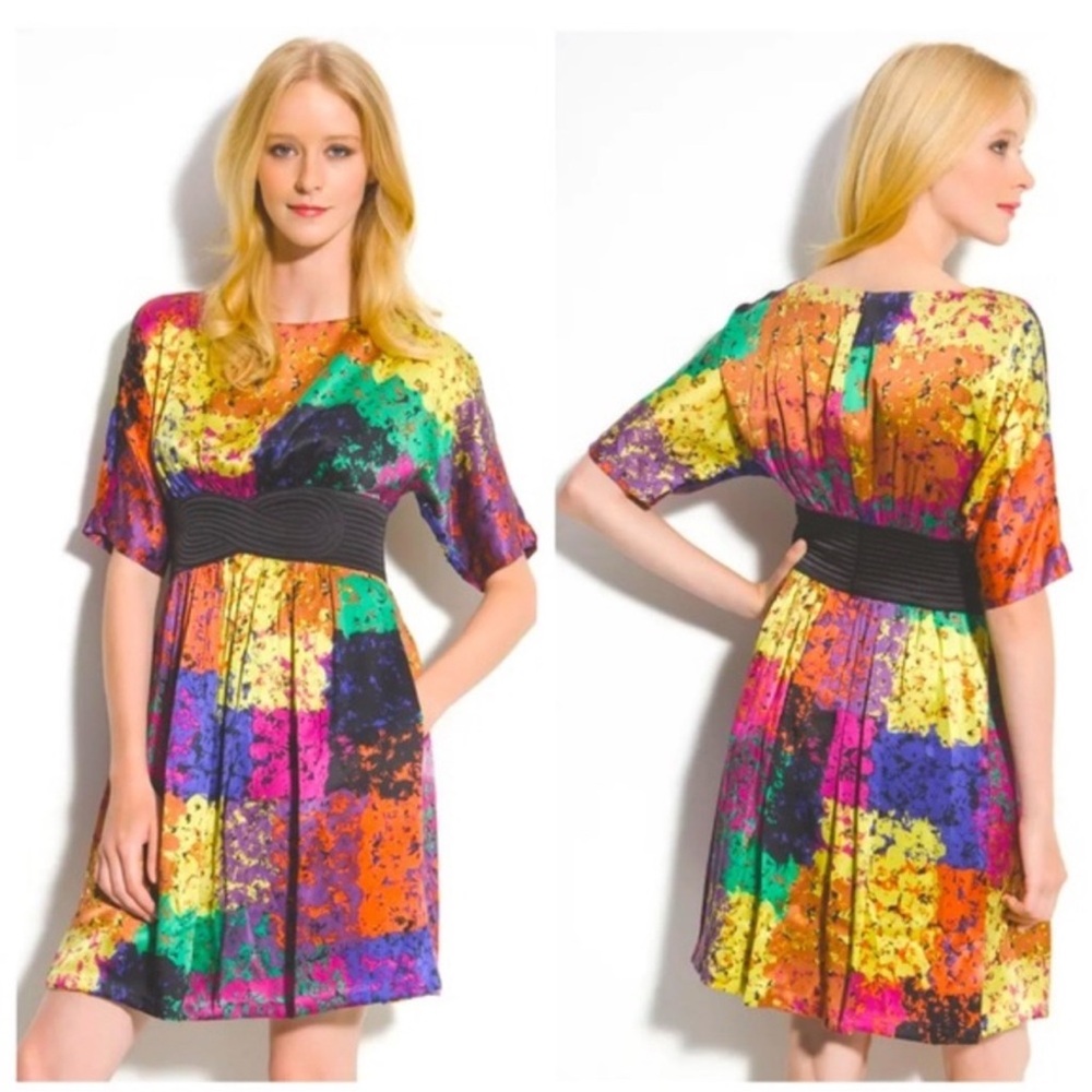 Trina Turk Fosse Shanghai Multicolor Patchwork Mini Dress Size 10